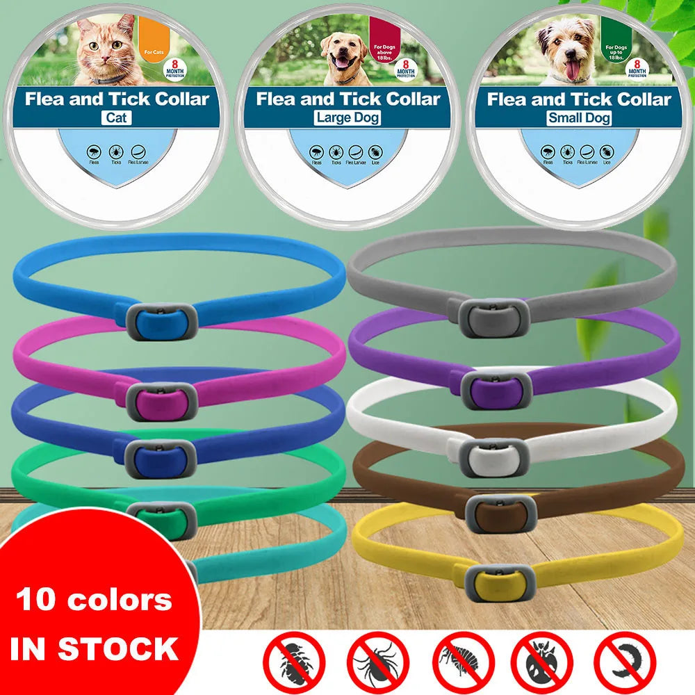 Flea & Tick Collar for Dogs 8 Months Protection Puppy Pet Collar Kills Fleas & Ticks Water Resistant for Small Medium Large Dogs