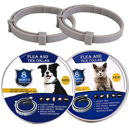 Pet Dog Cat Flea and Tick Collar for Effective Protection 8 Month Deworming Collar Anti-Mosquito Insect Puppy Repellent Supplies