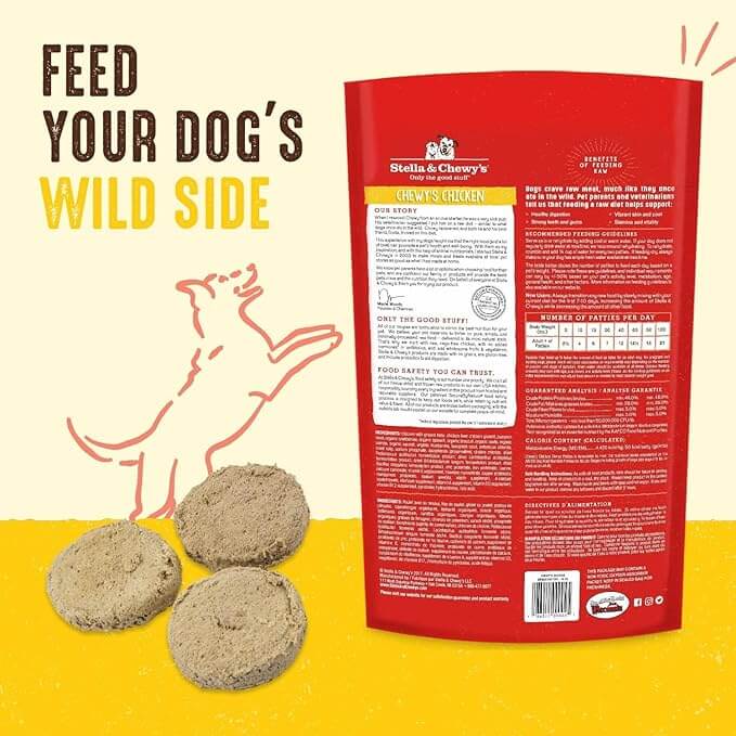 Stella & Chewy's Freeze Dried Raw Dinner Patties Dog Food 2 Pack (28oz Total) Bundle Including Hotspot Pet Travel Bowl - Made in The U.S.A (Chicken)