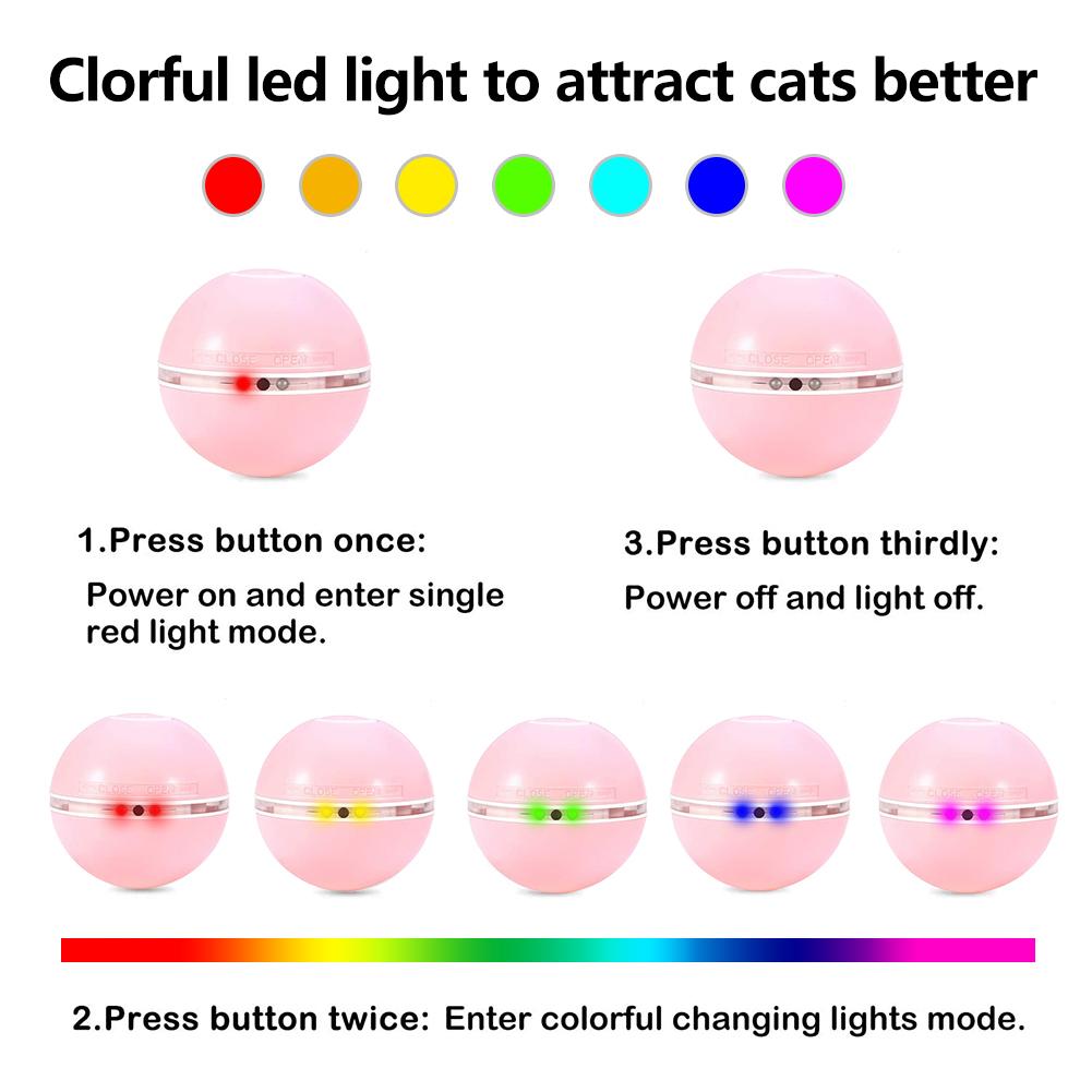 Colorful LED Lights, Self-Rolling Cat Ball