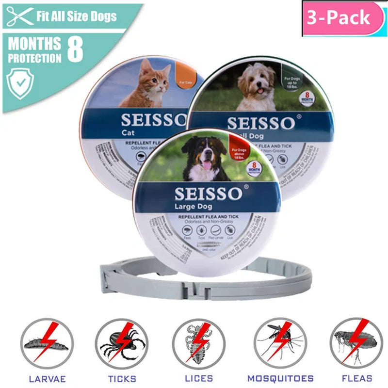 2/3Pc Dog anti Flea and Tick Antiparasitic Collar Pet 8Month Protection Adjustable Collar for Large Dog Puppy Cat Dog Accessorie