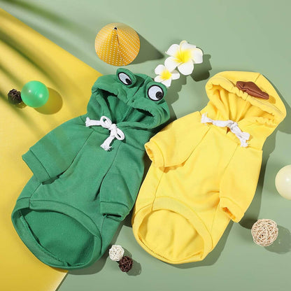 frog and banana dog hoodie set