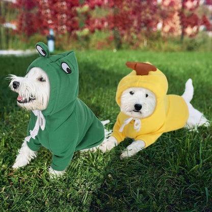 frog and banana dog hoodie set