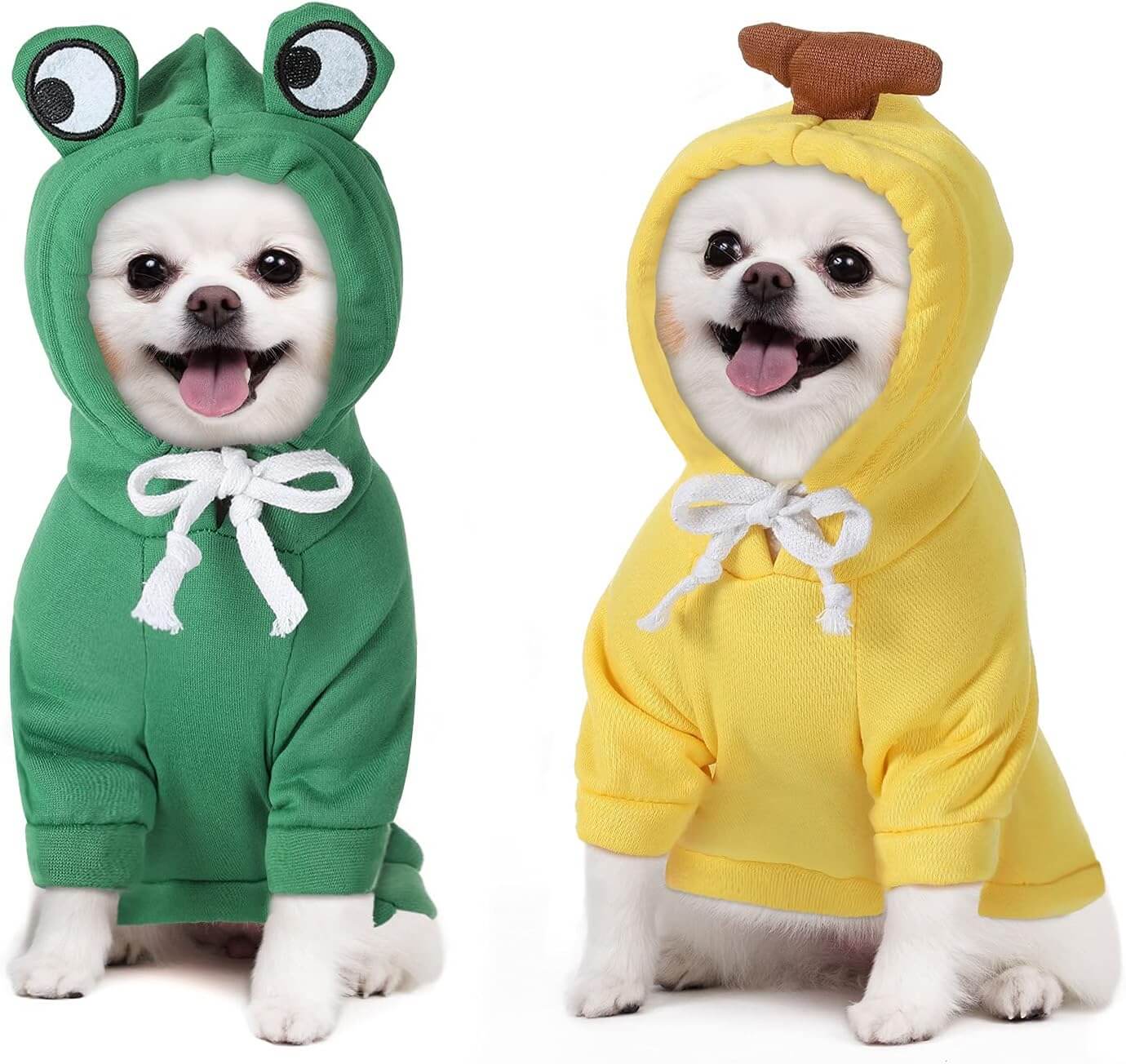 frog and banana dog hoodie set