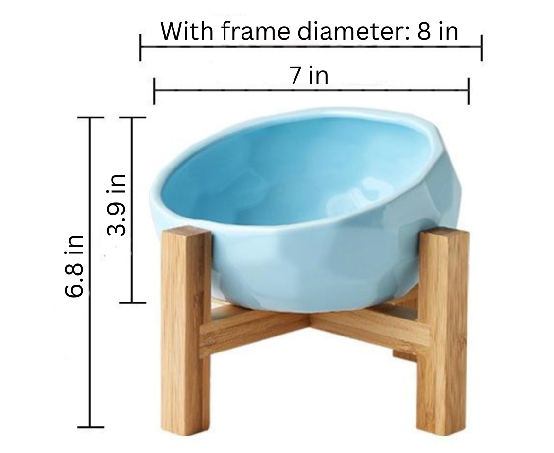 Ceramic Oblique Pet Bowl with Stand