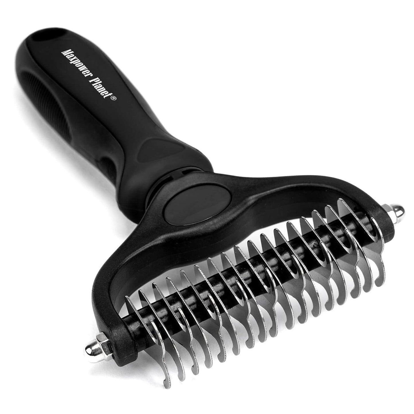 Maxpower Planet Pet Grooming Brush - Double Sided Shedding and Dematting Undercoat Rake for Dogs and Cats - Extra Wide Dog Grooming Tool - Reduce Shedding by 95%