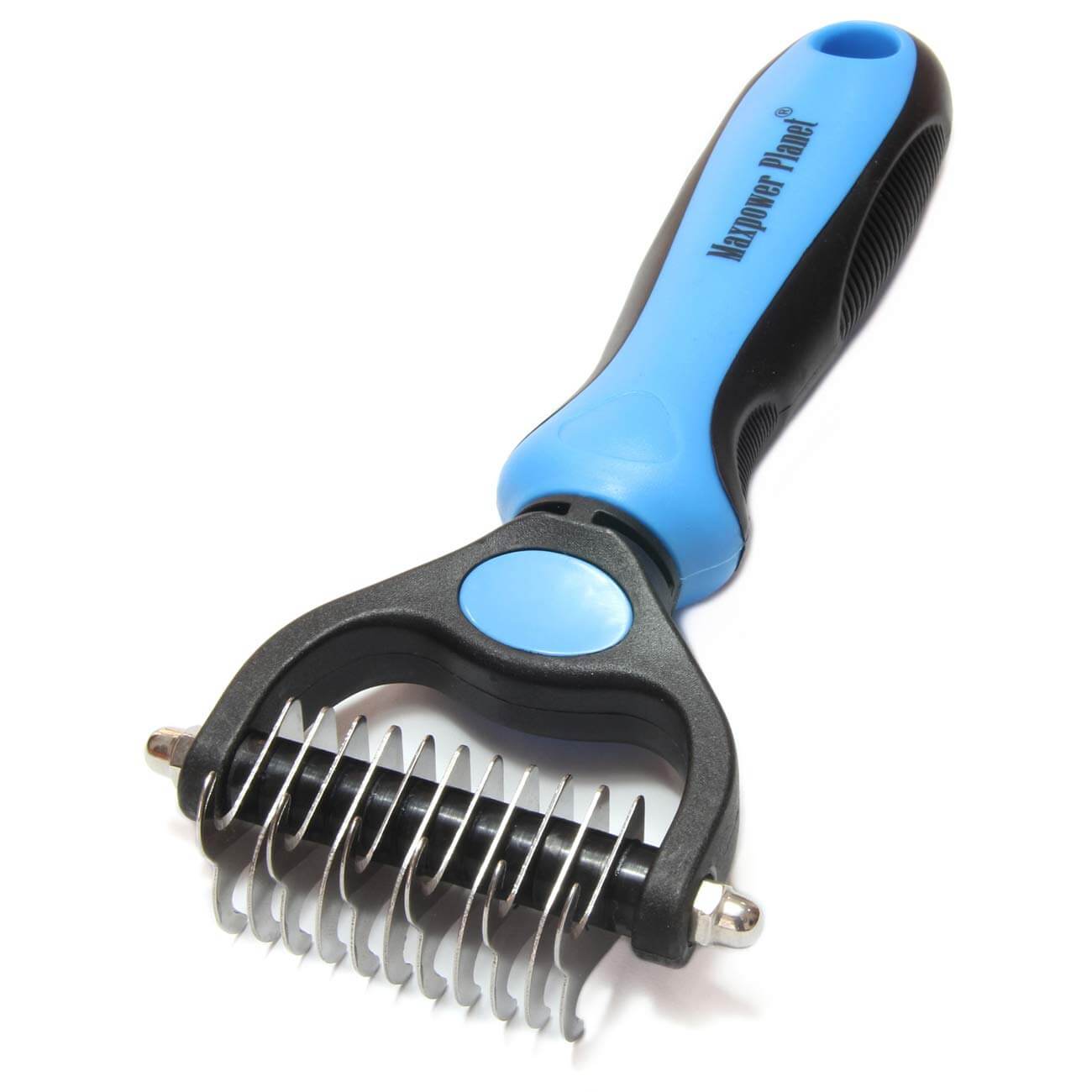 Maxpower Planet Pet Grooming Brush - Double Sided Shedding and Dematting Undercoat Rake for Dogs and Cats - Extra Wide Dog Grooming Tool - Reduce Shedding by 95%