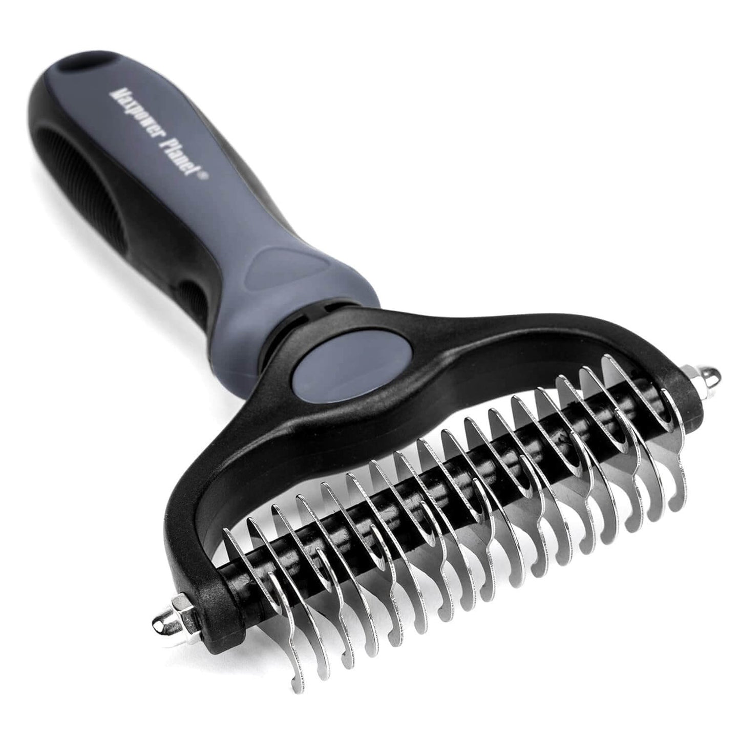 Maxpower Planet Pet Grooming Brush - Double Sided Shedding and Dematting Undercoat Rake for Dogs and Cats - Extra Wide Dog Grooming Tool - Reduce Shedding by 95%