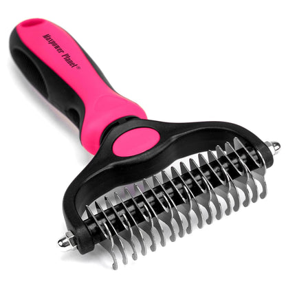 Maxpower Planet Pet Grooming Brush - Double Sided Shedding and Dematting Undercoat Rake for Dogs and Cats - Extra Wide Dog Grooming Tool - Reduce Shedding by 95%