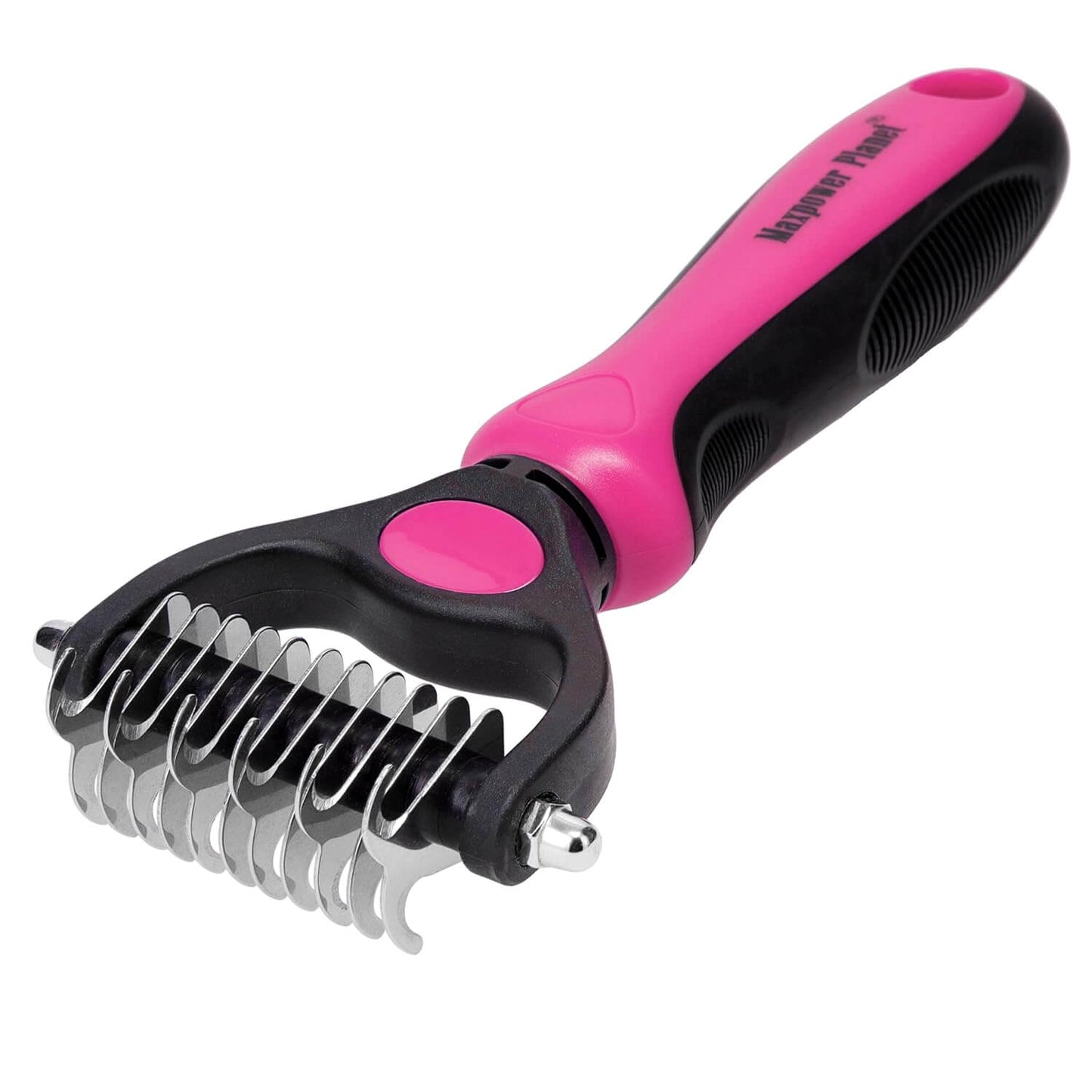 Maxpower Planet Pet Grooming Brush - Double Sided Shedding and Dematting Undercoat Rake for Dogs and Cats - Extra Wide Dog Grooming Tool - Reduce Shedding by 95%