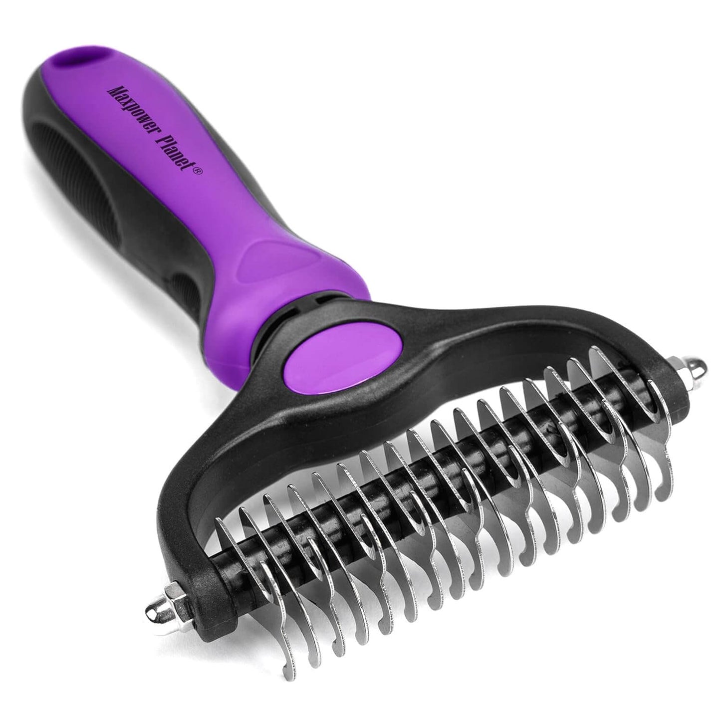 Maxpower Planet Pet Grooming Brush - Double Sided Shedding and Dematting Undercoat Rake for Dogs and Cats - Extra Wide Dog Grooming Tool - Reduce Shedding by 95%