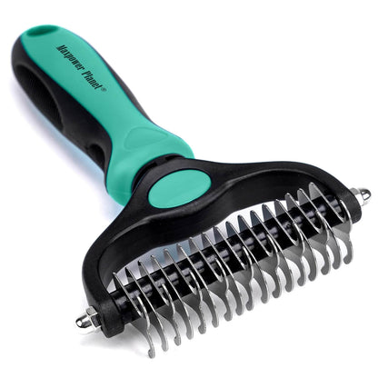 Maxpower Planet Pet Grooming Brush - Double Sided Shedding and Dematting Undercoat Rake for Dogs and Cats - Extra Wide Dog Grooming Tool - Reduce Shedding by 95%