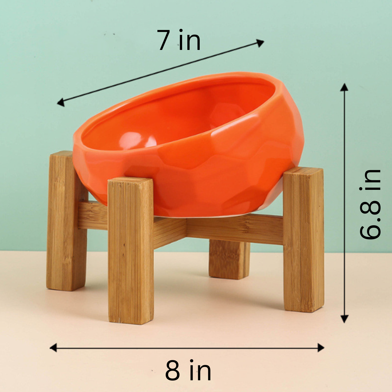 Ceramic Oblique Pet Bowl with Stand