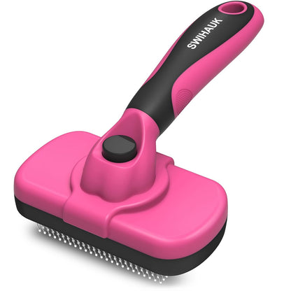 Swihauk Self-Cleaning Slicker Brush for Dogs & Cats - Skin-Friendly Grooming Brush, Shedding Brush, Deshedding Tool, Puppy Brush - Pet Supplies & Accessories