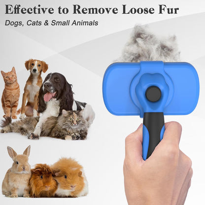 Swihauk Self-Cleaning Slicker Brush for Dogs & Cats - Skin-Friendly Grooming Brush, Shedding Brush, Deshedding Tool, Puppy Brush - Pet Supplies & Accessories