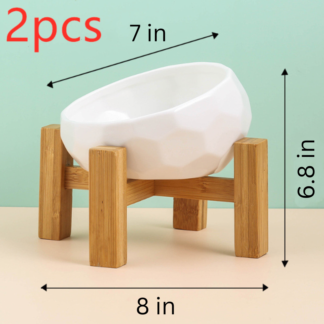 Ceramic Oblique Pet Bowl with Stand