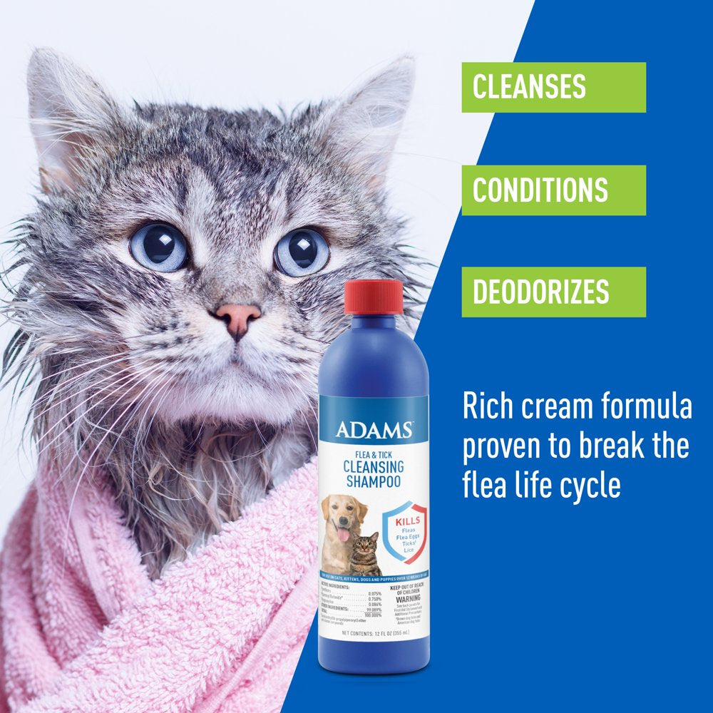 Flea & Tick Cleansing Shampoo for Cats and Dogs, 12 Ounces