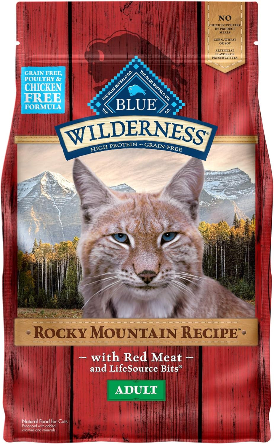 Wilderness Rocky Mountain Recipe High Protein, Natural Adult Dry Cat Food, Red Meat 4-Lb