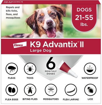 II Large Dog Vet-Recommended Flea, Tick & Mosquito Treatment & Prevention | Dogs 21 - 55 Lbs. | 6-Mo Supply