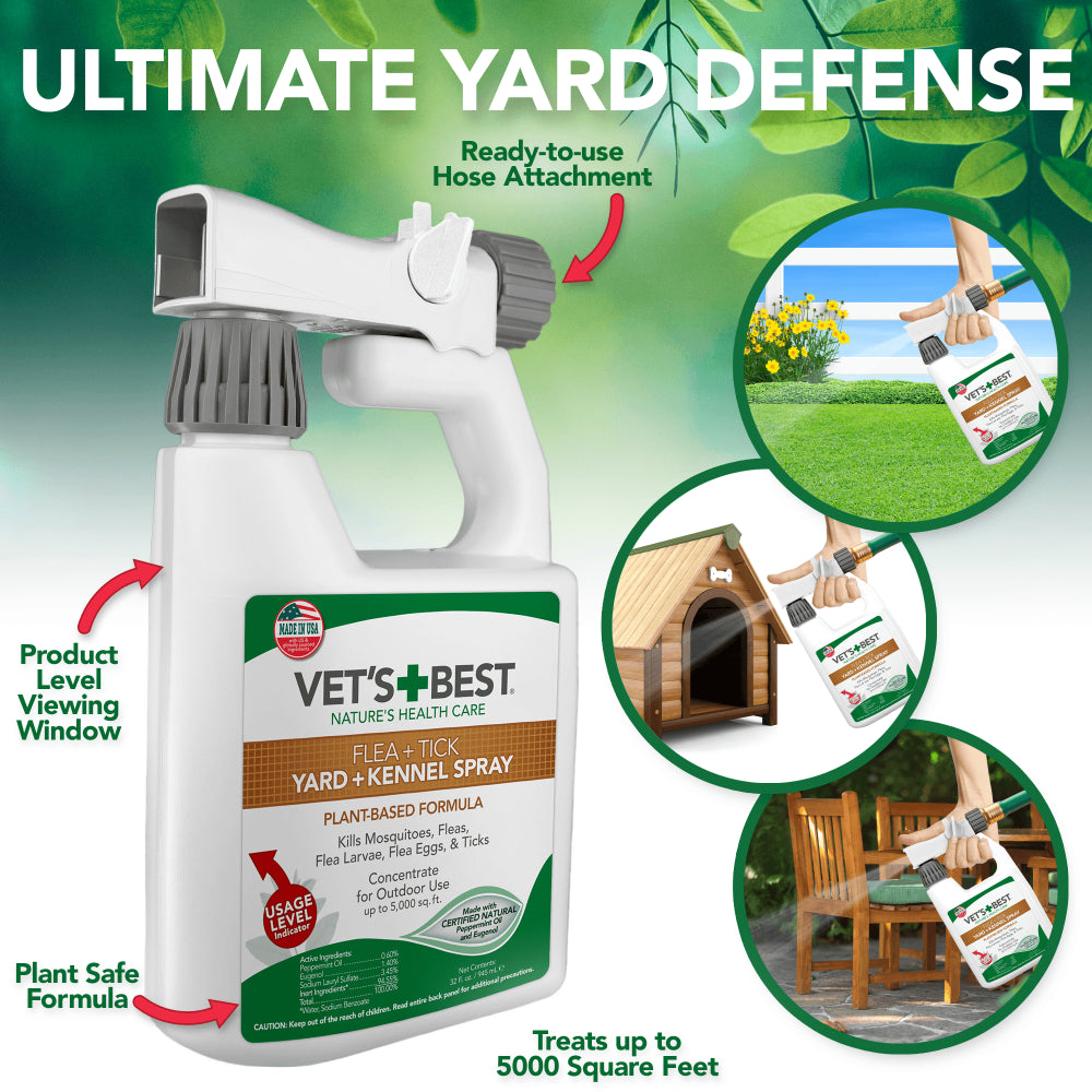 Vets Best Flea and Tick Yard and Kennel Spray 4 X 32OZ