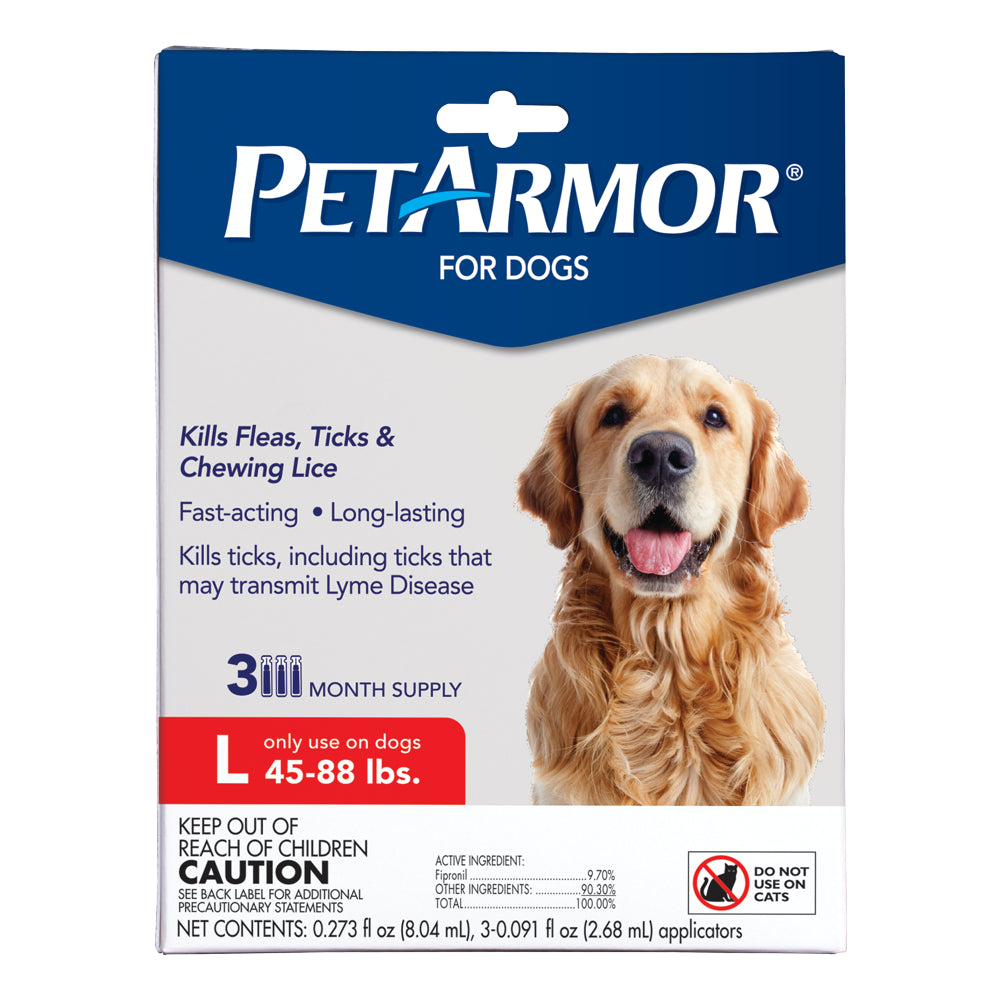 Flea & Tick Treatment for Large Dogs, 45 to 88 Pounds, 3 Monthly Applications