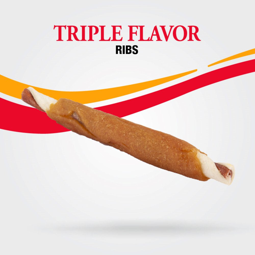 Triple Flavor Ribs Rawhide Dog Chews, 12 Oz.