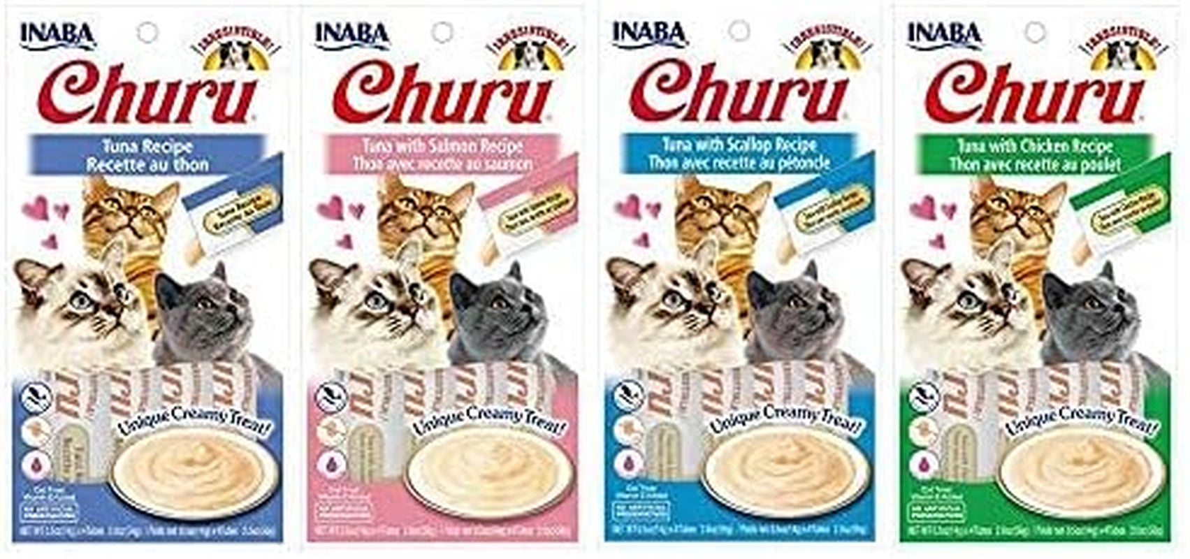 Churu Lickable Purée Natural Cat Treats (Tuna Variety Pack, 16 Tubes)