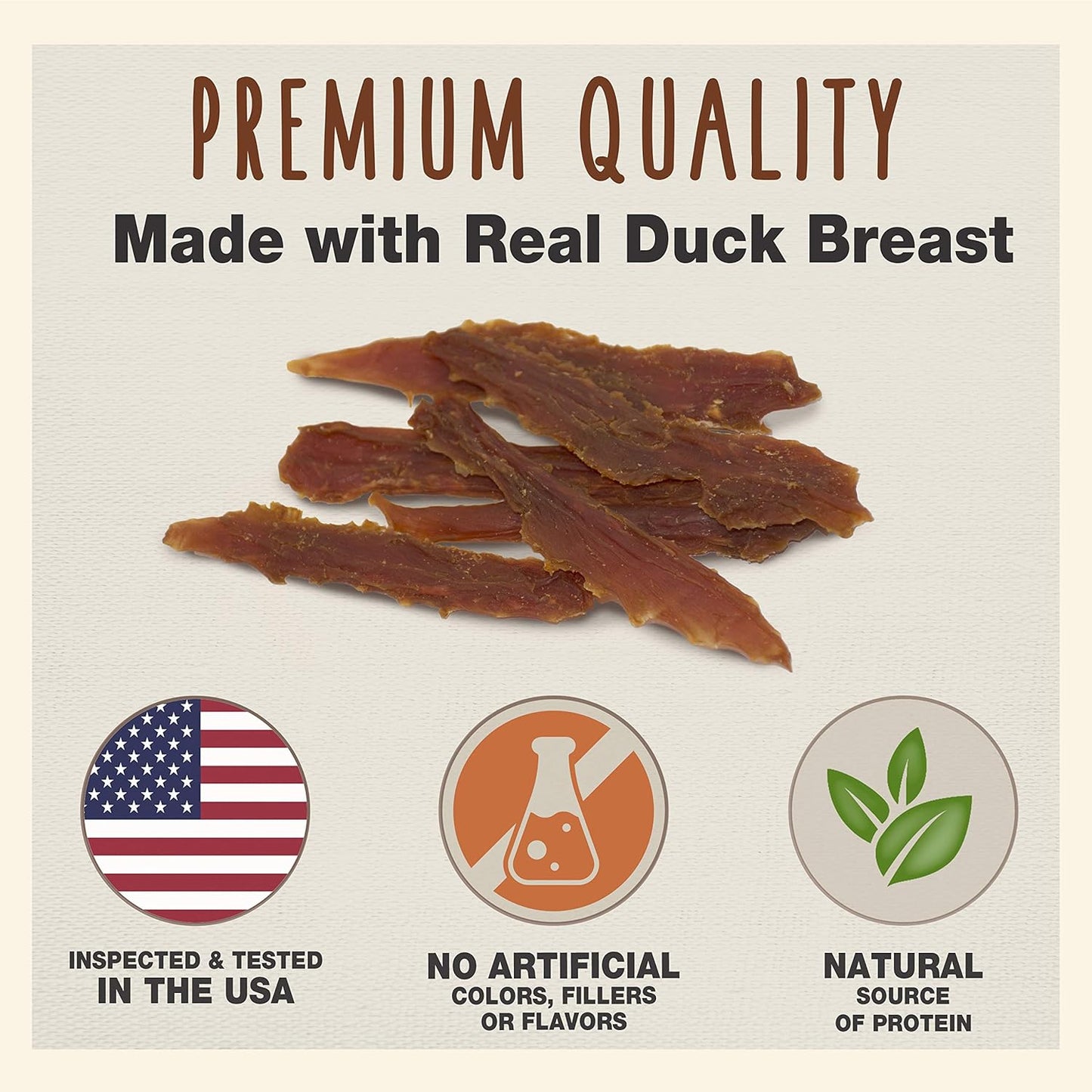 Gourmet Duck Breast Dog Treats - Healthy & Natural Dog Training Treats for Small & Large Dogs - Inspected & Tested in USA (14 Oz.)