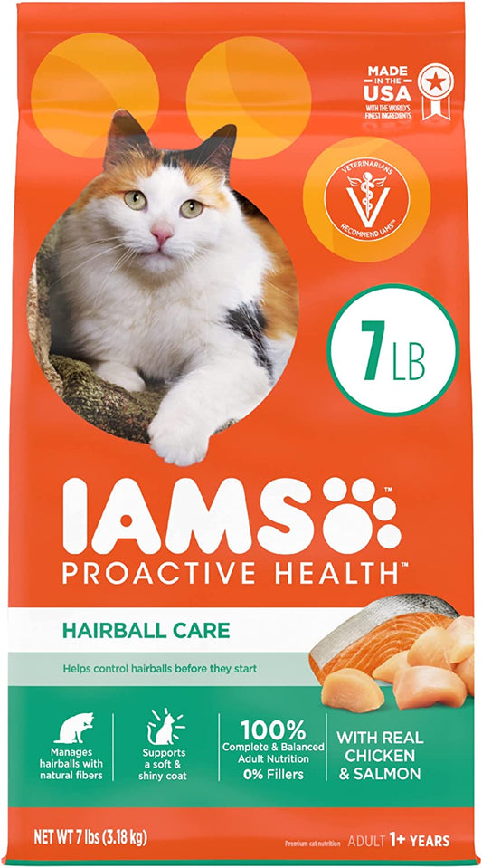 PROACTIVE HEALTH Adult Hairball Care Dry Cat Food with Chicken and Salmon Cat Kibble, 7 Lb. Bag