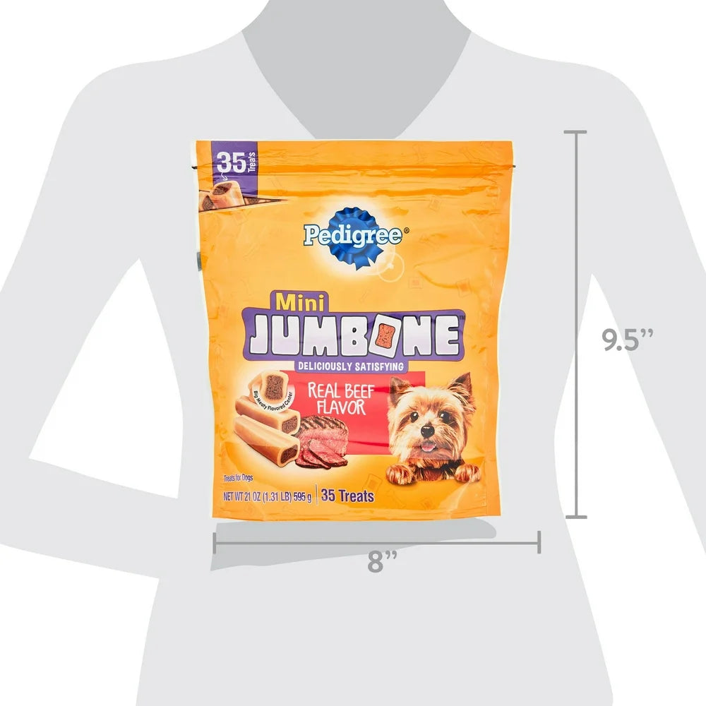 Mini Jumbone Real Beef Flavor Dental Treats for Dogs, 21 Oz Pouch