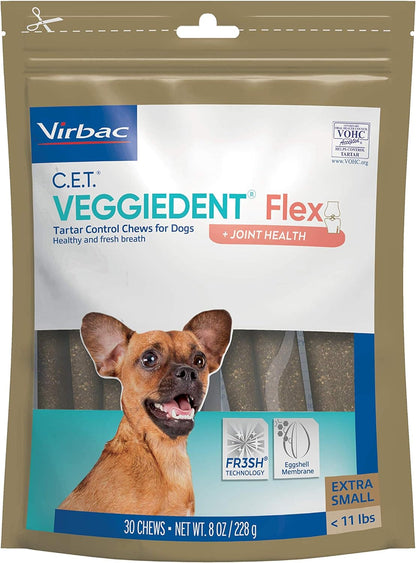 C.E.T. VEGGIEDENT Flex Tartar Control Chews for Dogs - Extra Small