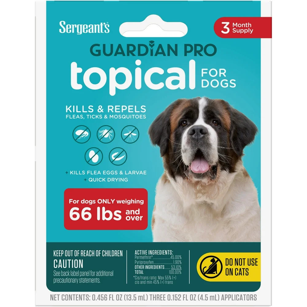 GUARDIAN Pro Flea & Tick Topical for Dogs, 66 Lbs and Over, 3 Count