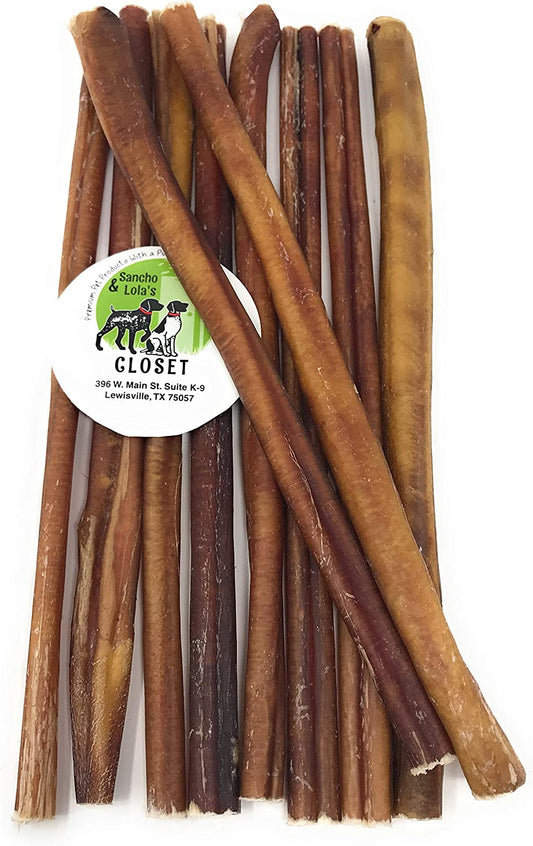 12-Inch Standard Bully Sticks for Dogs Made in USA- 20Oz (10-11) Grain-Free All-Natural Dog Beef Pizzle Chews