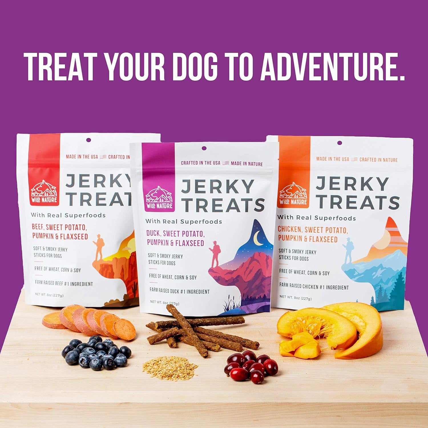 Duck Jerky Dog Treats | Healthy, All-Natural Duck Jerky Sticks Made in the USA Only | High Protein, Soft Chew Dog Jerky Treats | Grain Free Superfoods | Perfect Duck Dog Training Treats