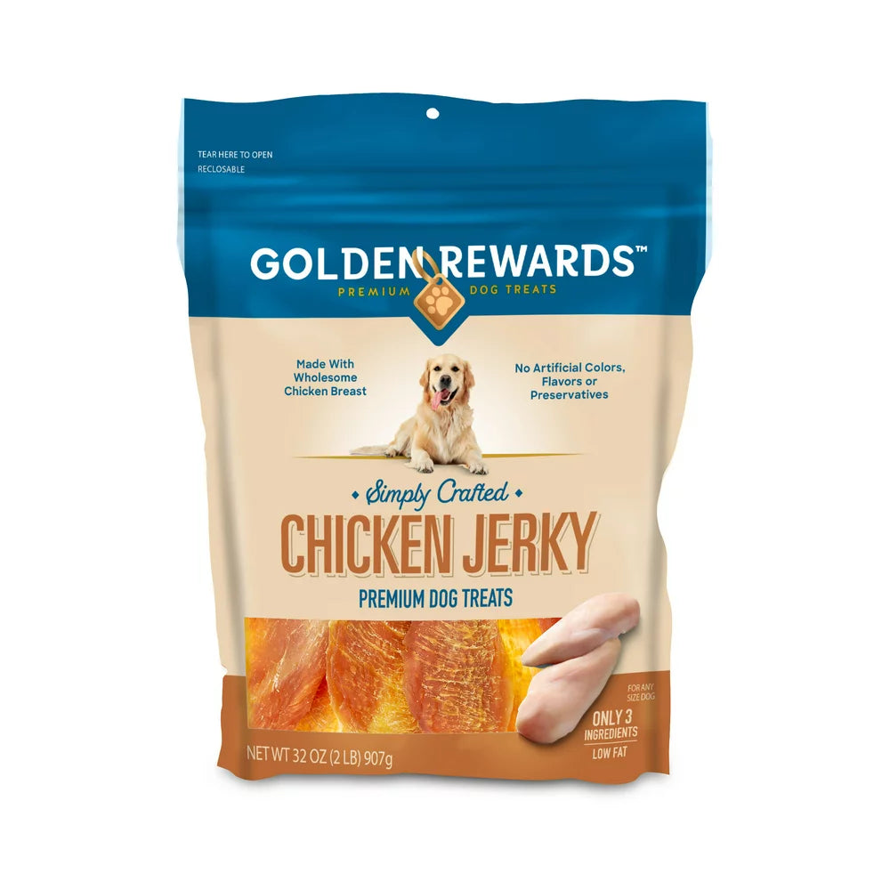 Chicken Flavor Premium Dry Jerky Treats for All Dogs, 32 Oz