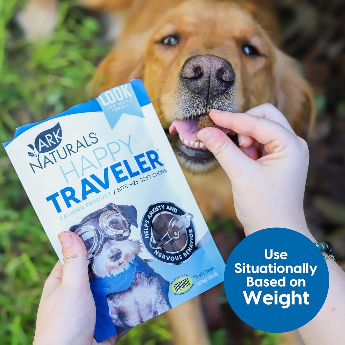 Happy Traveler Soft Chews, Natural Calming Treats for Dogs and Cats, Reduces Anxious and Nervous Behavior, 75 Count