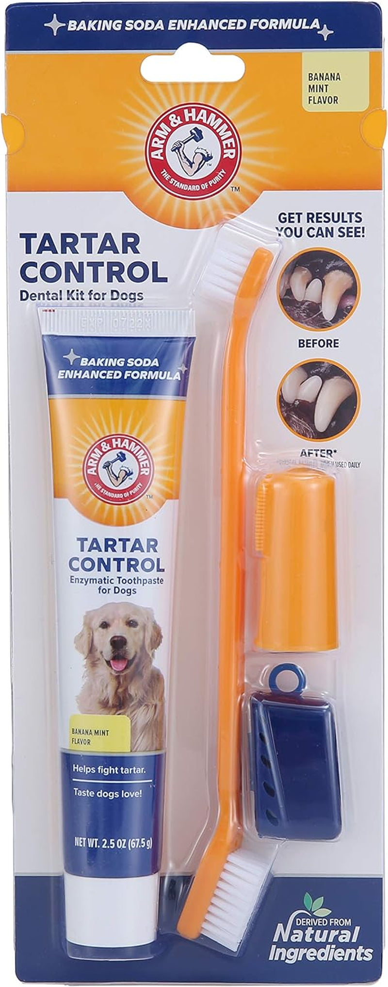 for Pets Tartar Control Kit for Dogs | Contains Toothpaste, Toothbrush & Fingerbrush | Reduces Plaque & Tartar Buildup, 3-Piece Kit, Banana Mint Flavor