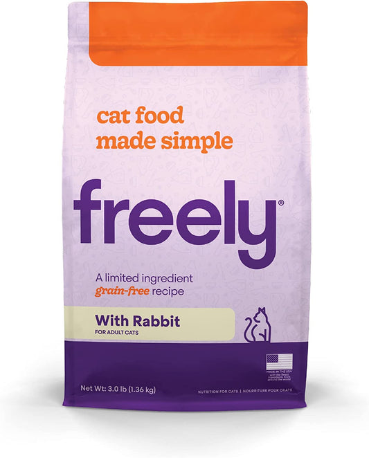 Limited Ingredient Diet, Natural Cat Food Grain Free Dry Cat Food, Rabbit Recipe, 3Lb Bag