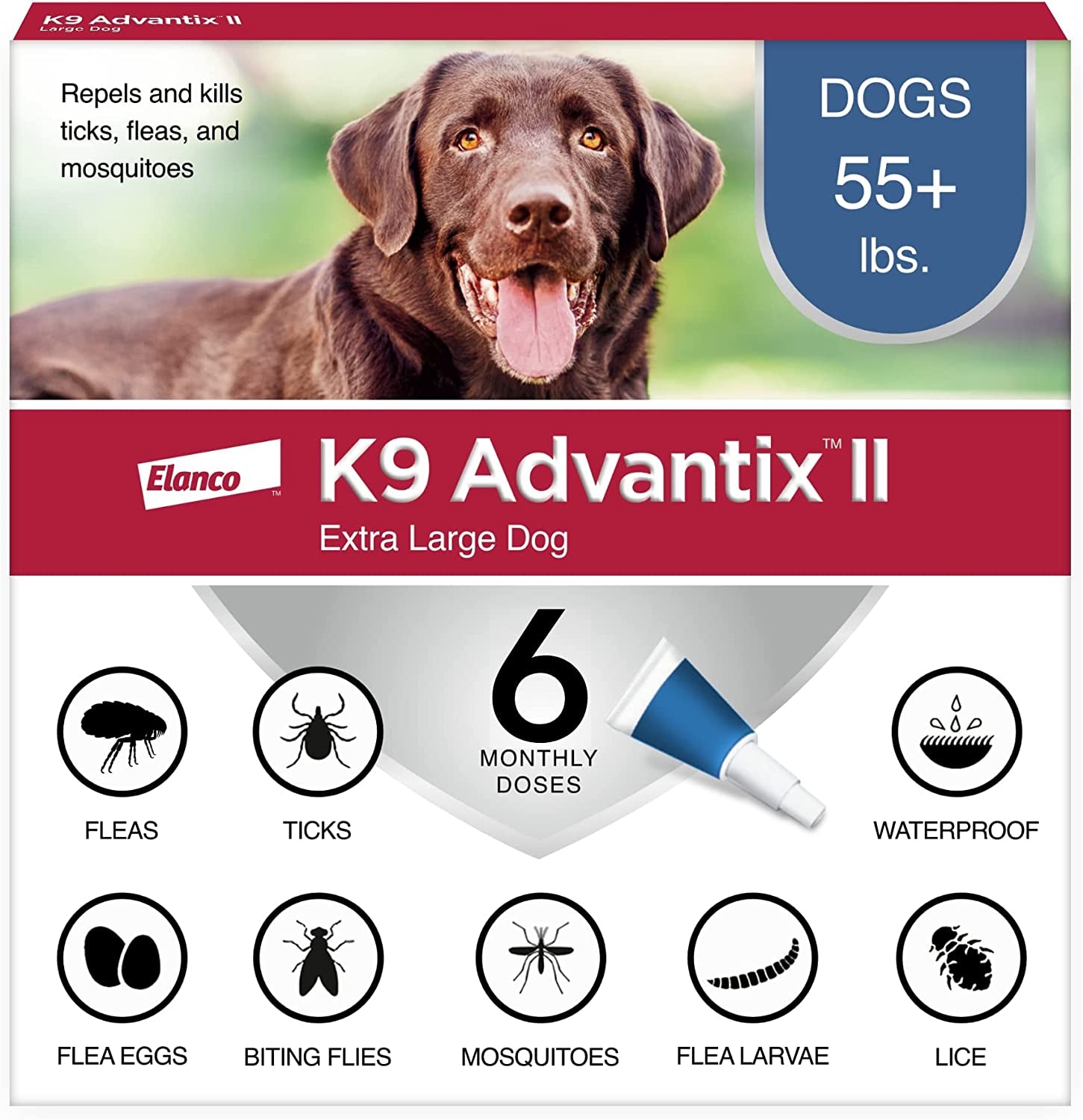 II XL Dog Vet-Recommended Flea, Tick & Mosquito Treatment & Prevention | Dogs over 55 Lbs. | 6-Mo Supply