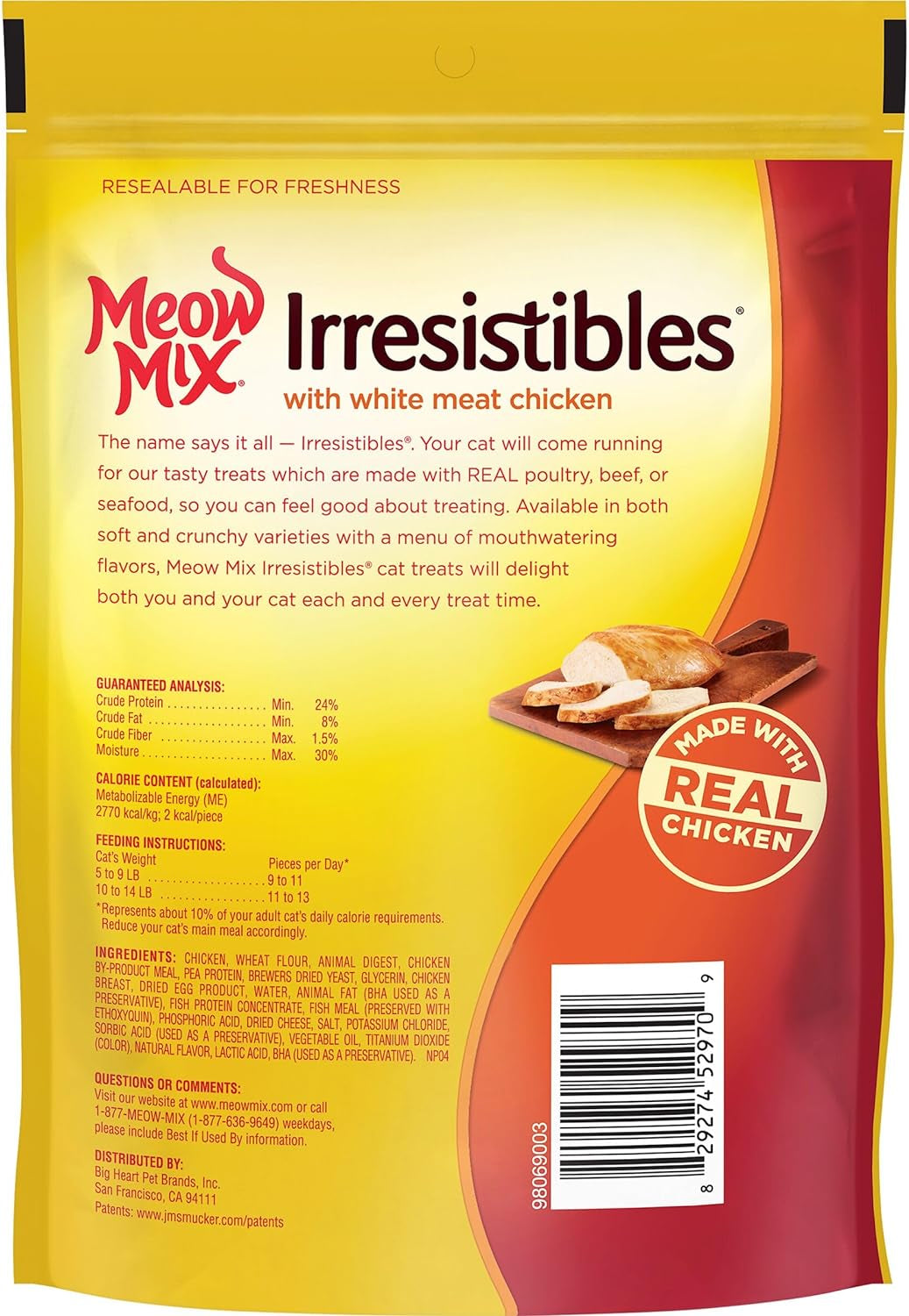 Irresistibles Cat Treats - Soft with White Meat Chicken, 12-Ounce Bag (Pack of 5)