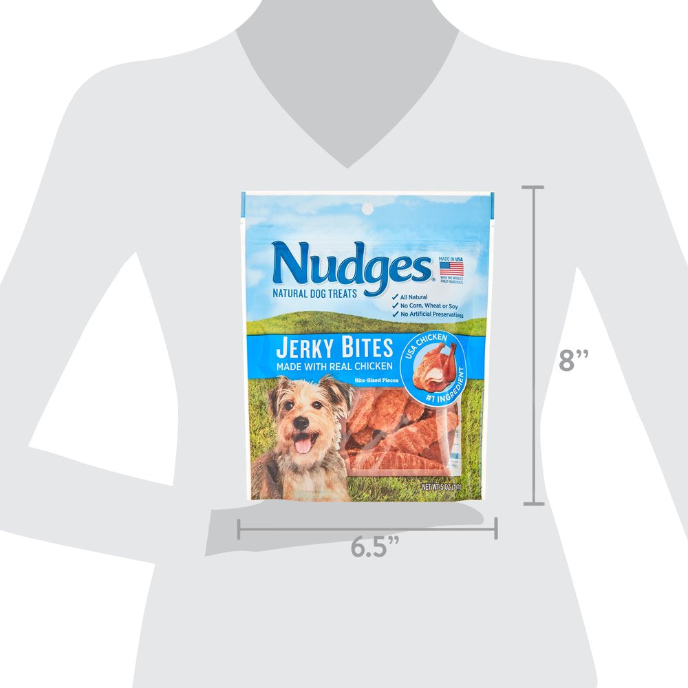 Nudges Jerky Bites Natural Dog Treats, Chicken, 5Oz Bags, 8 Count