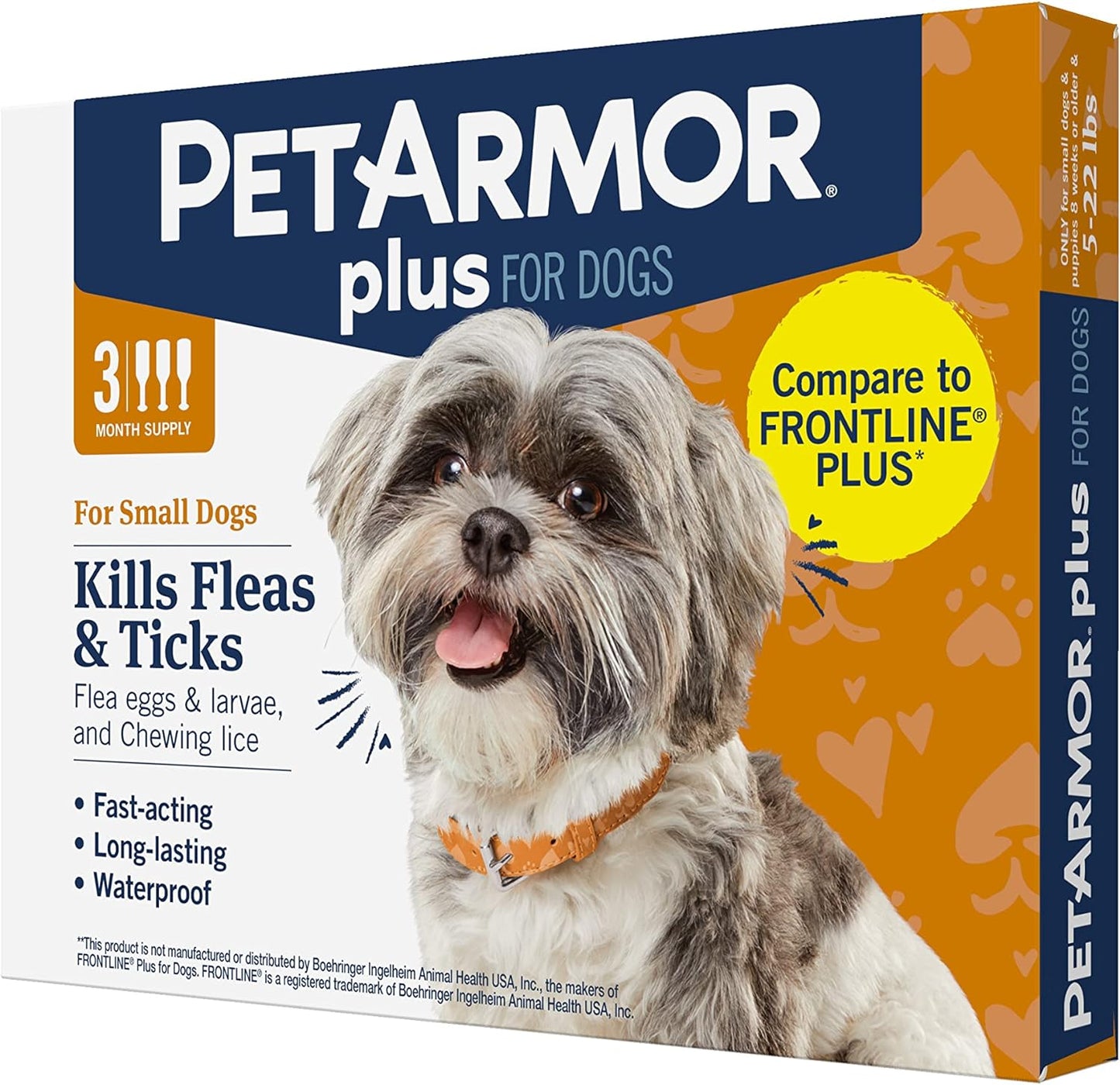 plus Flea and Tick Prevention for Dogs Treatment, Waterproof Topical, Fast Acting, Small Dogs (5-22 Lbs), 3 Doses