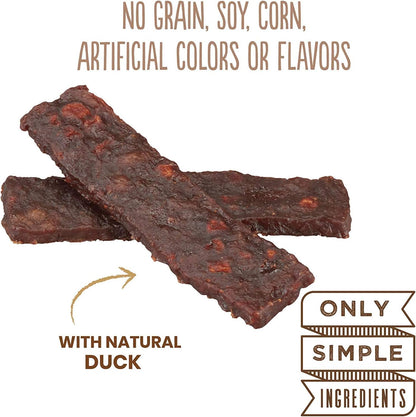 Wag More Bark Less Grain Free Jerky Dog Treat, Meat Treats Made in the USA, Duck & Apple 20 Oz.