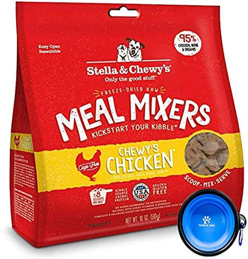 Freeze Dried Dog Food,Snacks Super Meal Mixers 18-Ounce Bag, Bundle Pack with Hotspot Pets Food Bowl (Chewy'S Chicken)