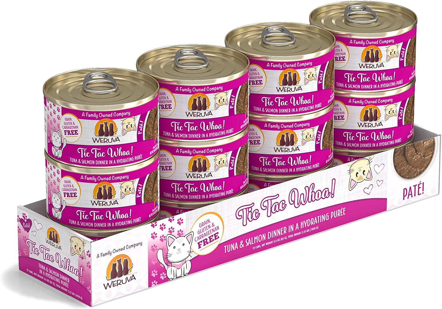 Classic Cat Paté, Tic Tac Whoa! with Tuna & Salmon, 3Oz Can (Pack of 12)