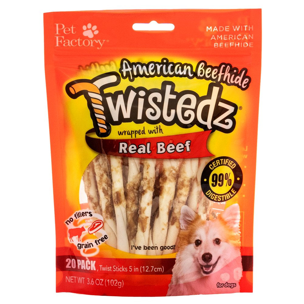 Twistedz American Beefhide 5" Twist Sticks Dog Chew Treats W/ Real Beef Meat Wrap - 20 Count/1 Pack Twist Sticks Beef Wrap 20 Count (Pack of 1)