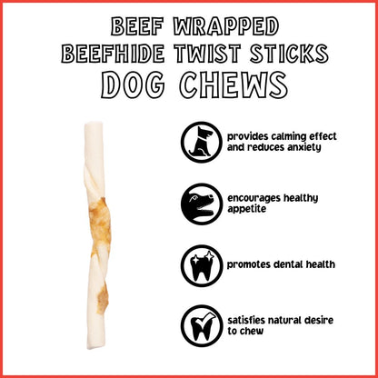 Twistedz American Beefhide 5" Twist Sticks Dog Chew Treats W/ Real Beef Meat Wrap - 20 Count/1 Pack Twist Sticks Beef Wrap 20 Count (Pack of 1)