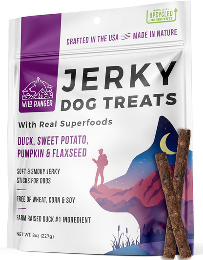 Duck Jerky Dog Treats | Healthy, All-Natural Duck Jerky Sticks Made in the USA Only | High Protein, Soft Chew Dog Jerky Treats | Grain Free Superfoods | Perfect Duck Dog Training Treats