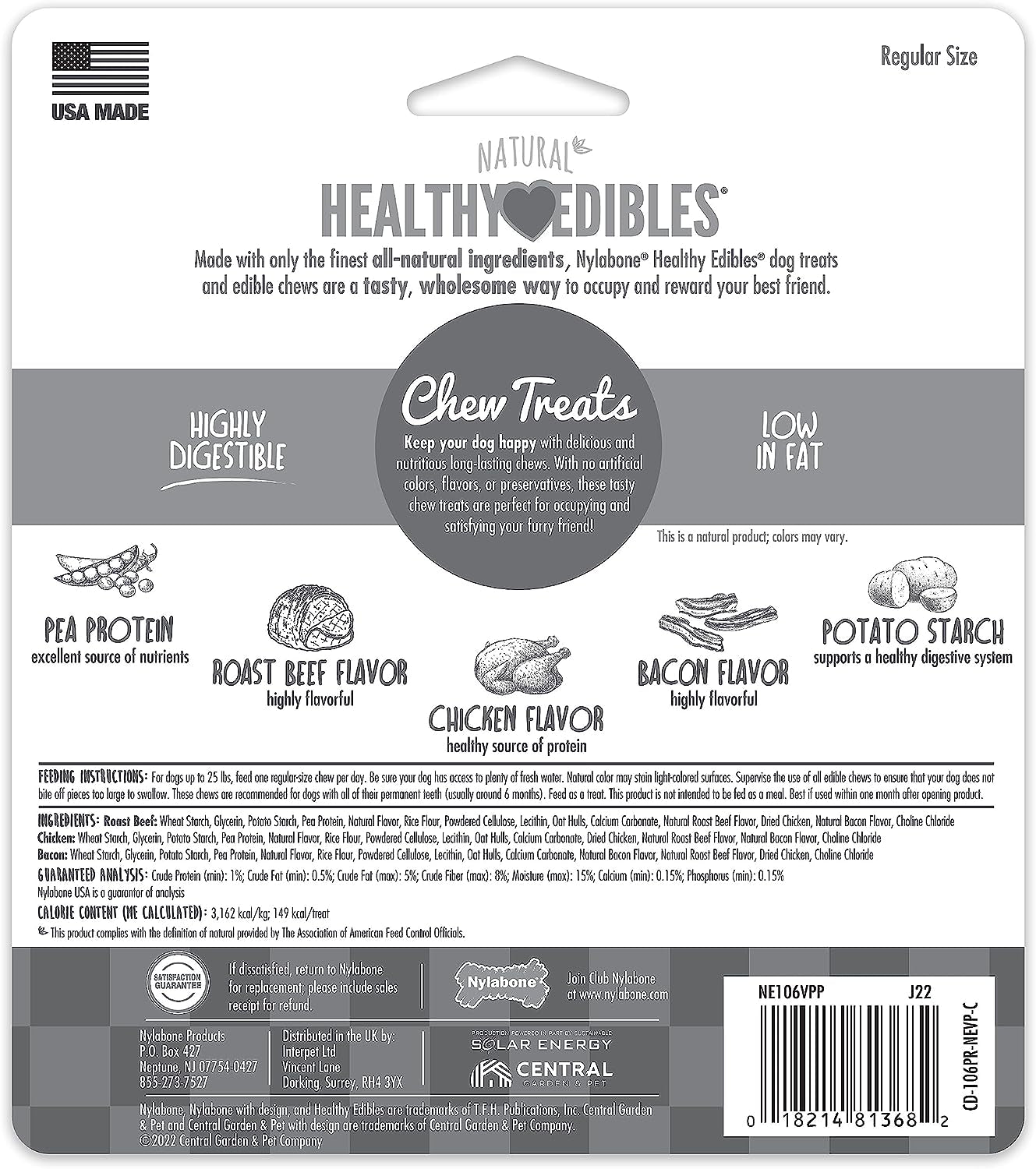 Healthy Edibles All-Natural Long Lasting Chew Treats Variety Pack 3 Count Small/Regular