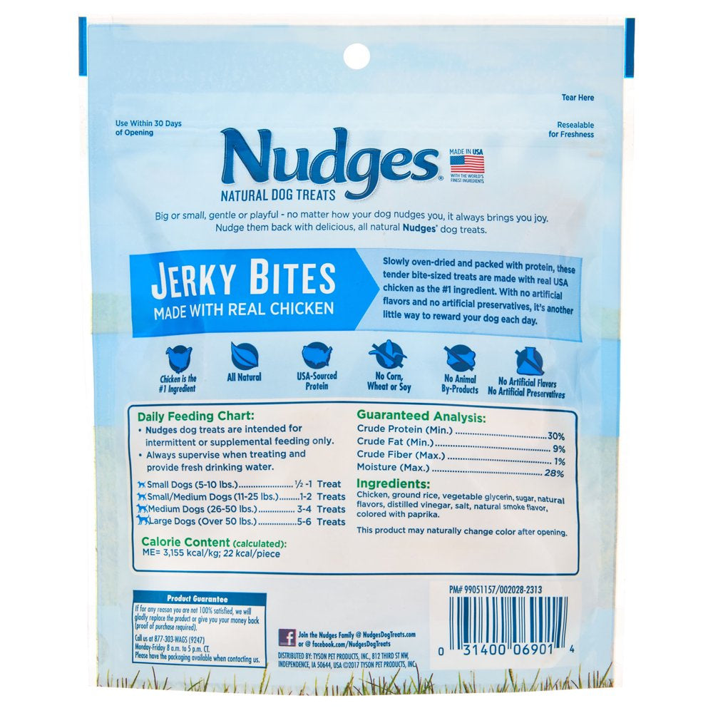 Nudges Jerky Bites Natural Dog Treats, Chicken, 5Oz Bags, 8 Count